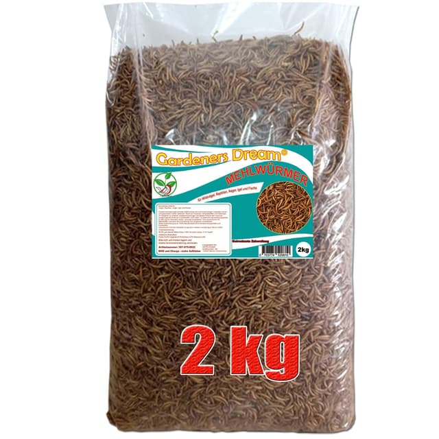 🌿🐦 GardenersDream Getrocknete Mehlwürmer - Nahrhaftes Wildes Garten Vogelfutter 2 kg (1er Pack)