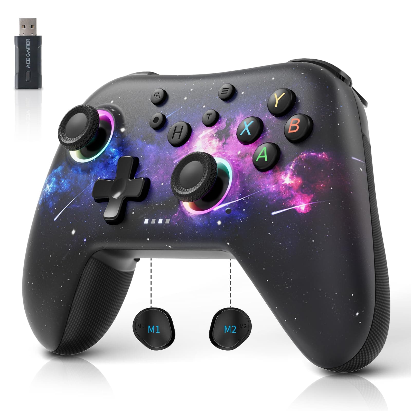 AceGamer Aurora 2.4G Wireless Bluetooth Controller für Windows PC/Switch/Stem/iOS/Android