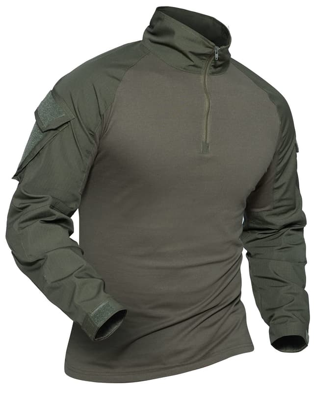 👕🔥 XKTTAC Combat Shirt Tactical mit 2-4 Taschen Herren Militär Ausrüstung Security Outdoor Polizei Hemd Bundeswehr Paintball Airsoft B-grün/2 Taschen XL - Angebot!