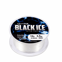 🎣 Ultima Herren Black Ice Extra Stark Geringer Sicht Angelschnur-600m Spule 0.32mm - 12.0lb/5.5kg Durchsichtig 🌊