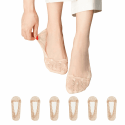 🧦 Spitzen Socken Damen-6 Paar Damen Ballerina Füßlinge Unsichtbare Baumwolle Sneakers 35-40 35-39 Beige 💃