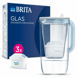 BRITA Glas Wasserfilter-Kanne hellblau (2,5l) inkl. 3x MAXTRA PRO All-in-1 Kartusche 🚰 Angebot bei HelloDeals