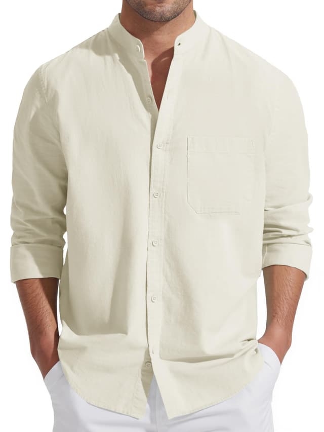 👕 Friptspyg Herren Leinen Hemden Langarm | Sommer Regular Fit Freizeithemden 🌴