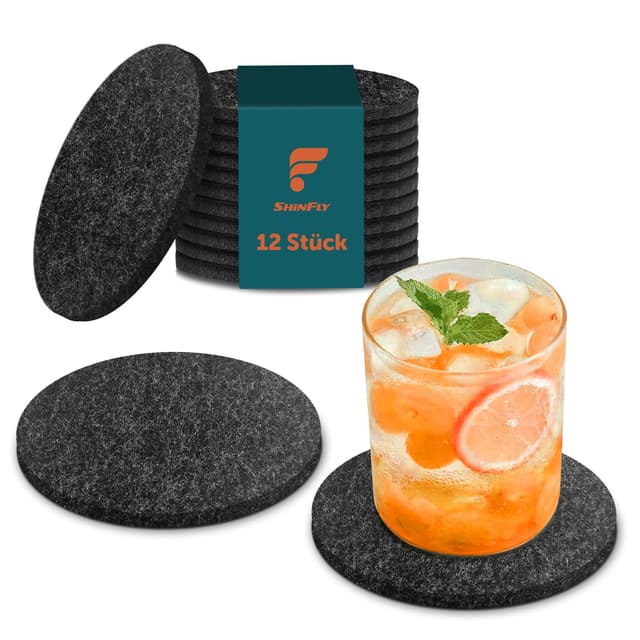Shinfly Filzuntersetzer 12er Set 🥃🍷🥛🍹🥂