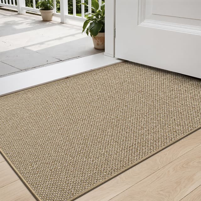🌟 DEXI Fußmatte Innen 60 x 90cm 🚪 Rutschfest & Strapazierfähig 🧼 Waschbar & Dünn 🌈 Beige