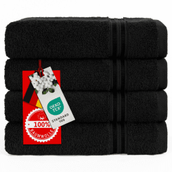 Hammetex 4er Handtücher Set 🛁 Premium Qualität 50x100cm Schwarz