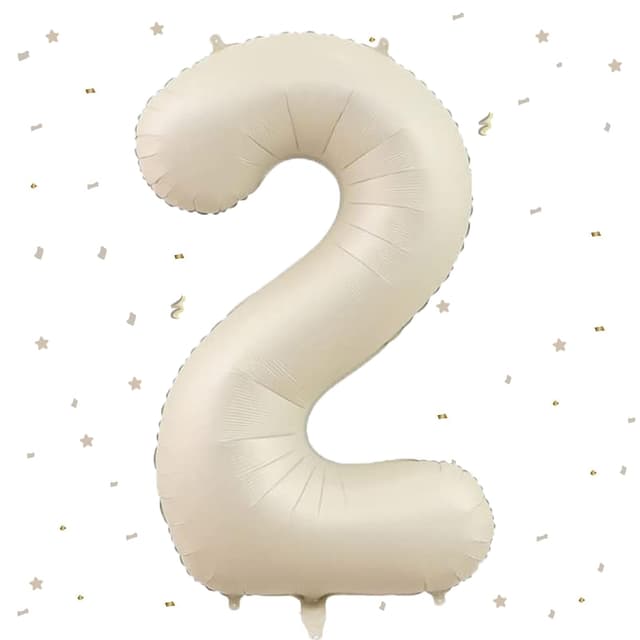 🎈Beige Luftballon 2 & Zahlen Luftballon Beige 🎉 40 Zoll Weiß Creme Folienballon 2