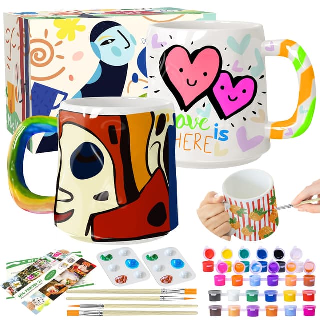 🎨🖌️ Roaxkois Keramik Bemalen Set - Tassen Bemalen Set für Zuhause