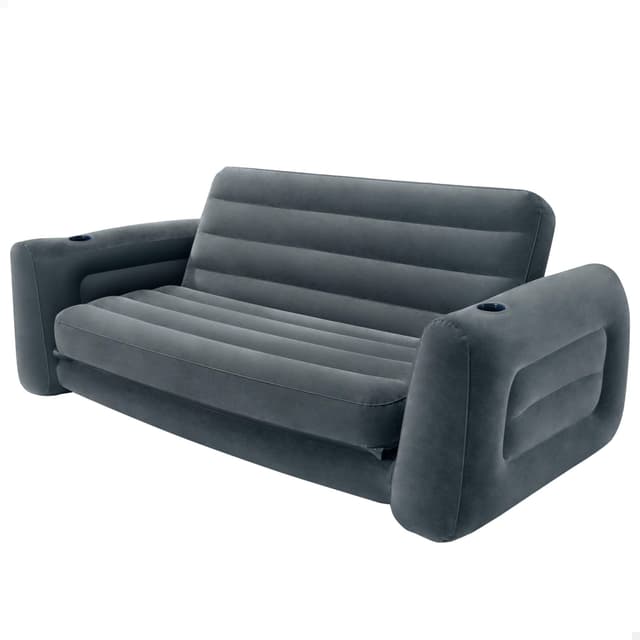 Intex 66552NP - Aufblasbares Schlafsofa, 2-Sitzer, 🌙 Vinyl, Dunkelgrau, 203 x 224 x 66 cm