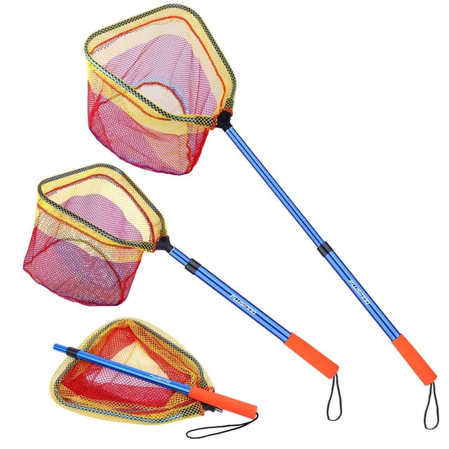 🎣 PLUSINNO Angel Kescher für Kinder - Teleskop-Angelkescher & Schmetterlingsnetz 🦋