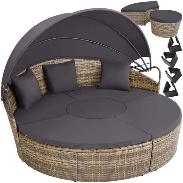 🌞🌿 Tectake® Lounge Muschel Sonneninsel Outdoor wetterfest - Gartenmuschel & Sonnenliege für 2+ Personen