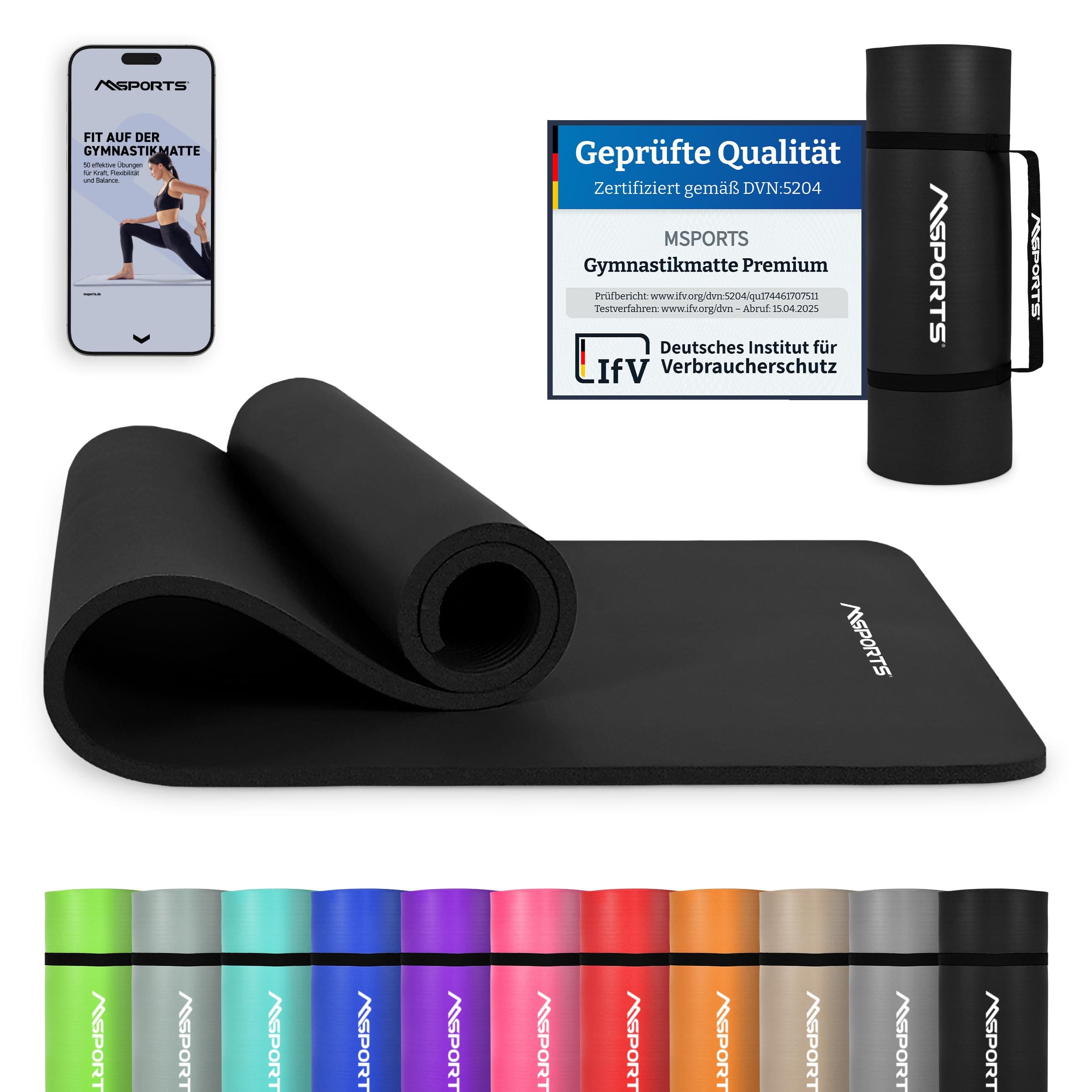 MSPORTS Gymnastikmatte Premium - Hautfreundliche Fitnessmatte 190 x 80 x 1,5 cm