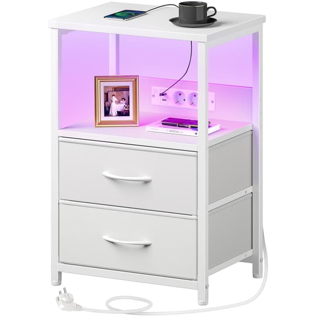 Rolanstar Nachttisch mit Ladefunktion und LED-Beleuchtung 🌟