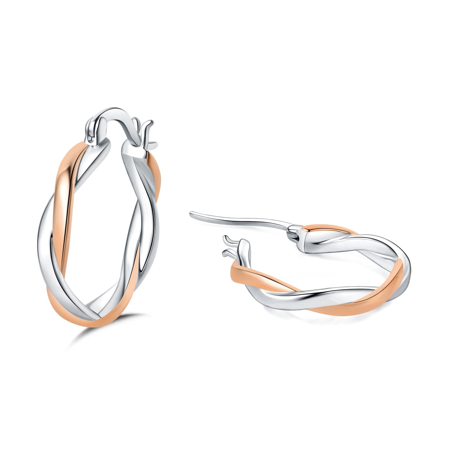 HEEYA Creolen Ohrringe Sterling Silber 925 Damen 18K Vergoldet Twisted Mit AAAAA Zirkonia Hypoallergen für Frauen Rose Gold/Gold/Blau 15/20MM C-Rose Gold-20mm ⭐️🌟💎