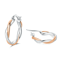 HEEYA Creolen Ohrringe Sterling Silber 925 Damen 18K Vergoldet Twisted Mit AAAAA Zirkonia Hypoallergen für Frauen Rose Gold/Gold/Blau 15/20MM C-Rose Gold-20mm ⭐️🌟💎