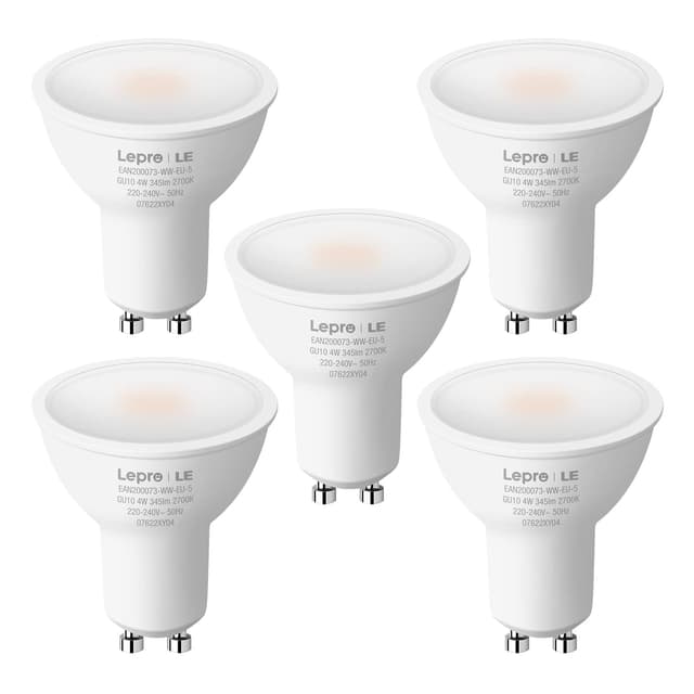 🌟 5er Pack Lepro GU10 LED Birnen, 2700K warmweiß, 4W 345lm, Energiesparend & Hochwertig 🌟