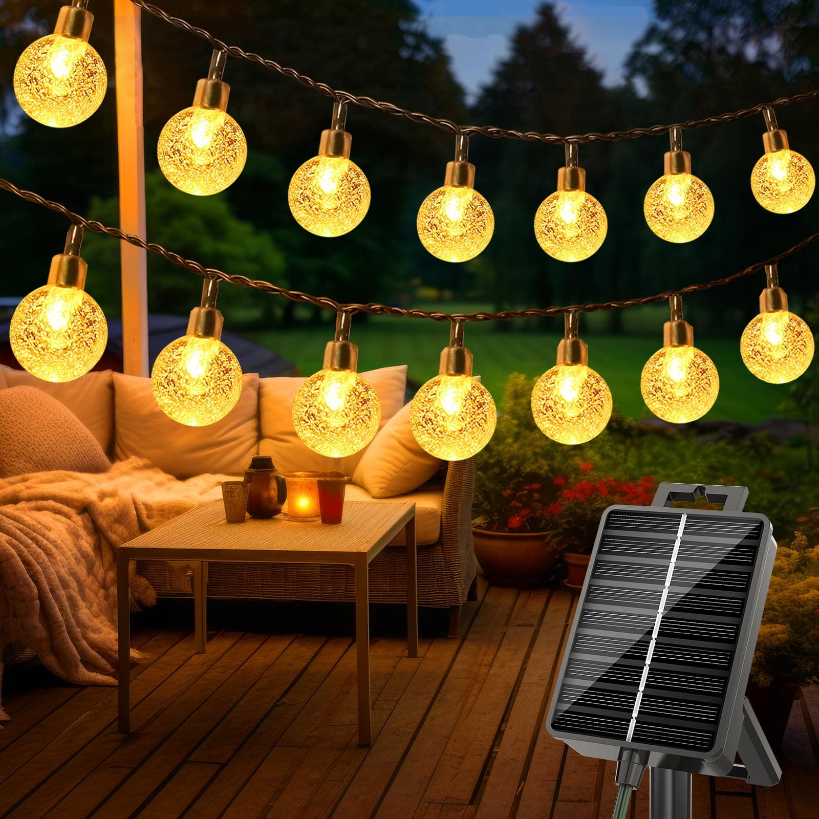 🌞 Litogo Solar Lichterkette Aussen, 15M LED Lichterkette Außen Solar Wetterfest 🌟