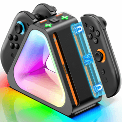 🎮 Tokluck Ladestation für 2025 Nintendo Joy Con 2 | Magnetische Schnelle Ladestation mit 7 Lichtmodi