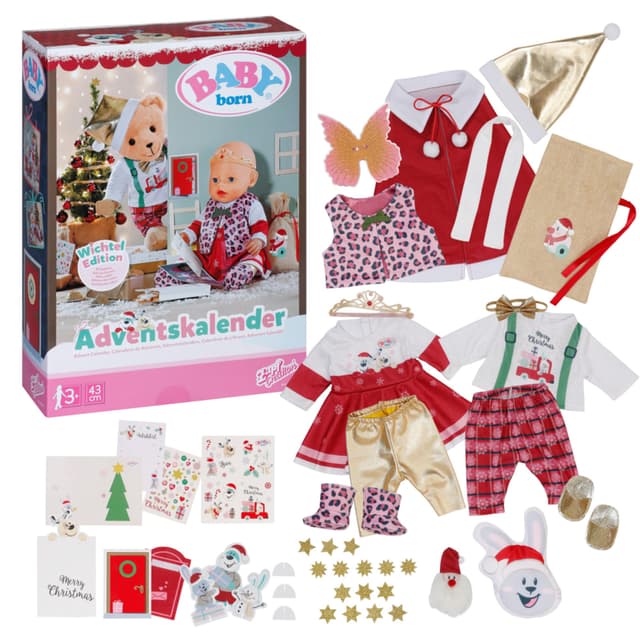 🎁 BABY born Adventskalender mit 24 Überraschungen, Puppenkleidung und Accessoires