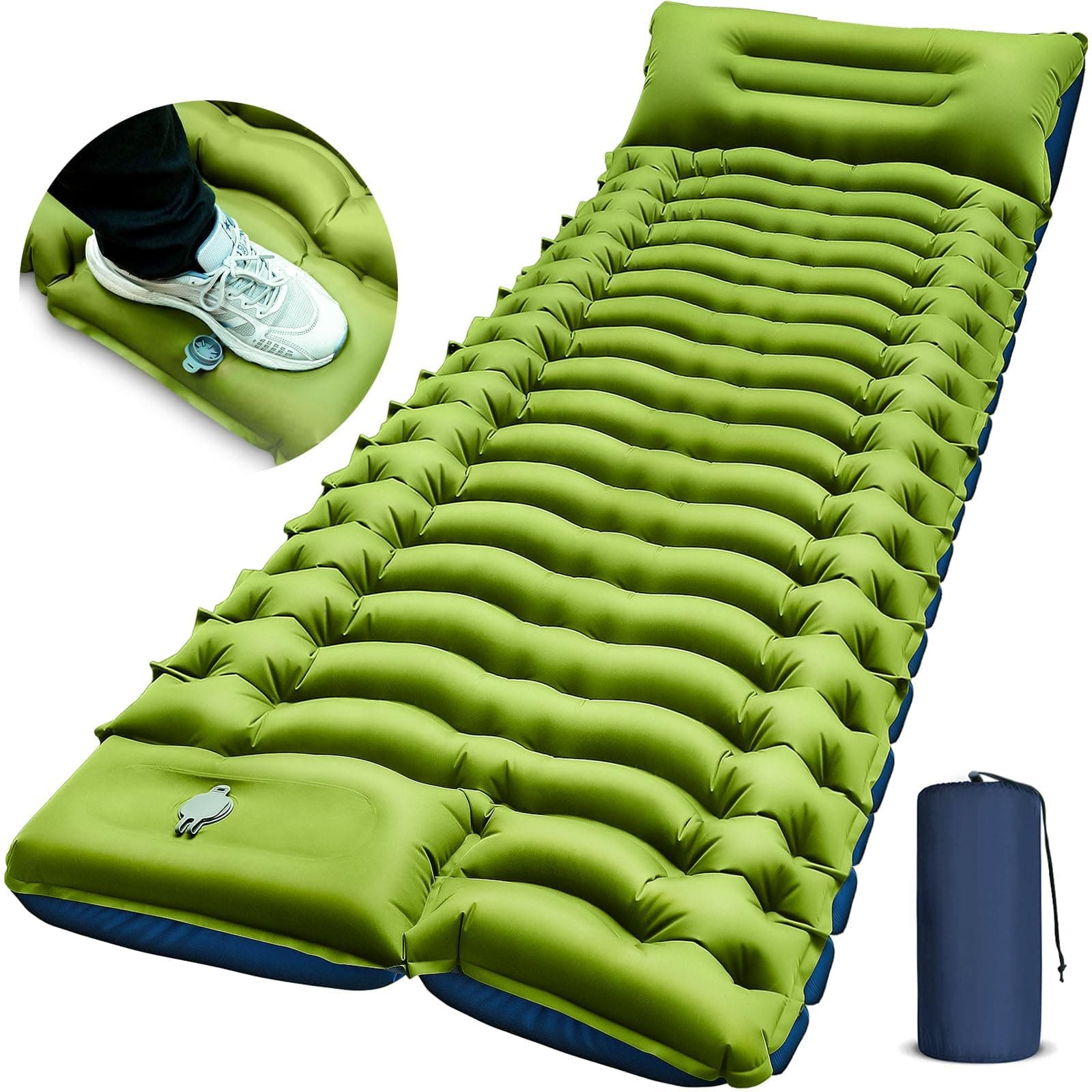 Yuzonc Isomatte Camping Selbstaufblasend 🏕️🌿 Camping Luftmatratze mit Fußpresse Pumpe & Kissen