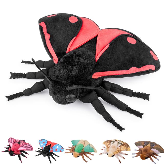 🦋 Lilizzhoumax Zinnobermotte Plüschtier 27cm/11” - Realistische Erscheinungsbild - Hochwertige Stoffe - Kawaii Motte Plüschtier