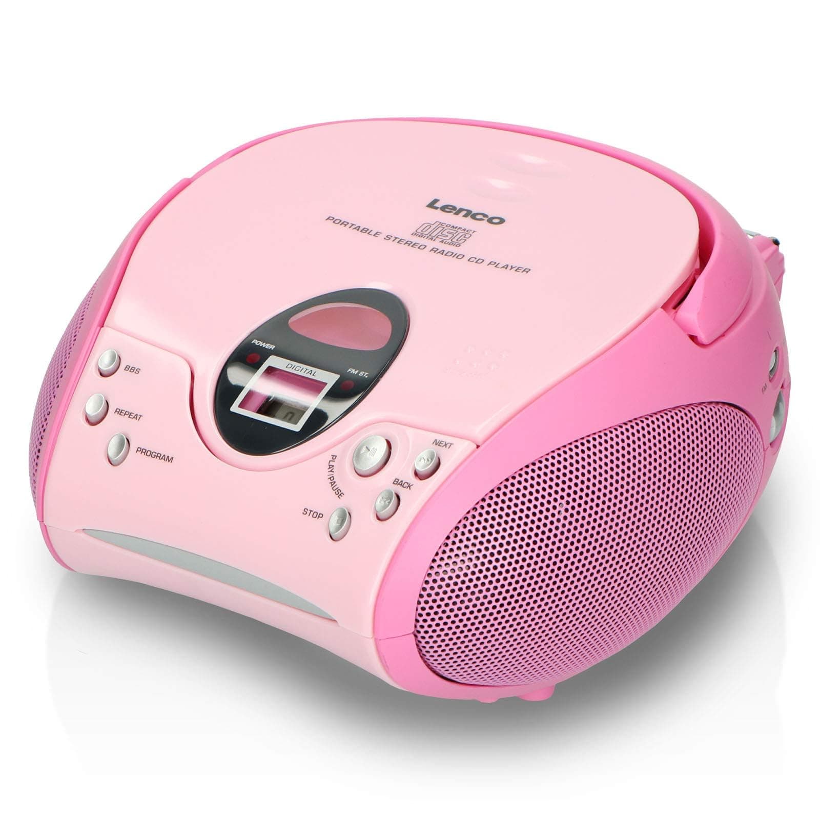 📻🎶 Lenco SCD-24 Stereo UKW-Radio mit CD-Player und Teleskopantenne rosa ohne Bluetooth Pink