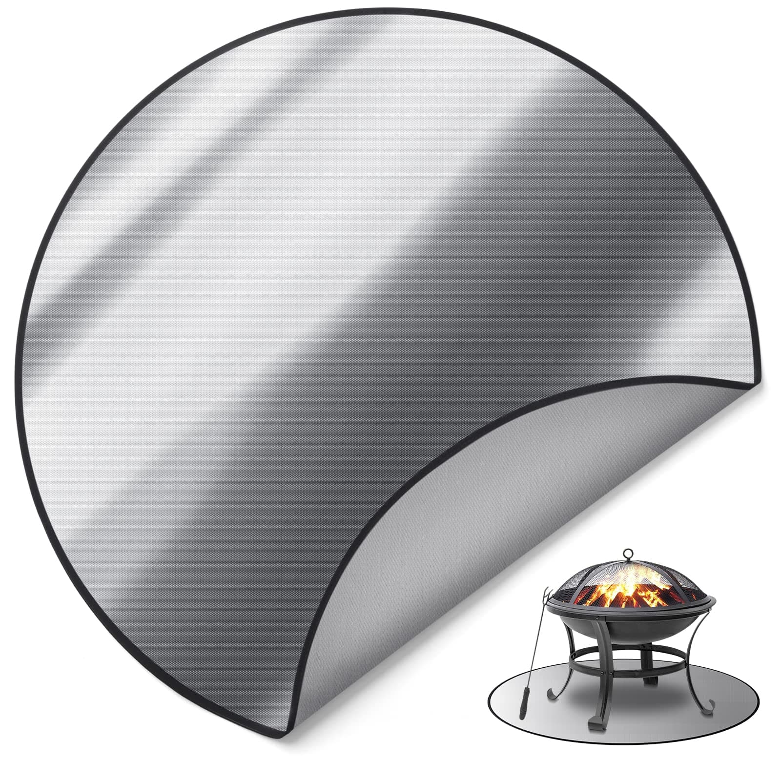 🔥 FLASLD 96 cm Runde Feuerschalenmatte zum Schutz von Terrassen- und Rasenflächen 38inch 🔥