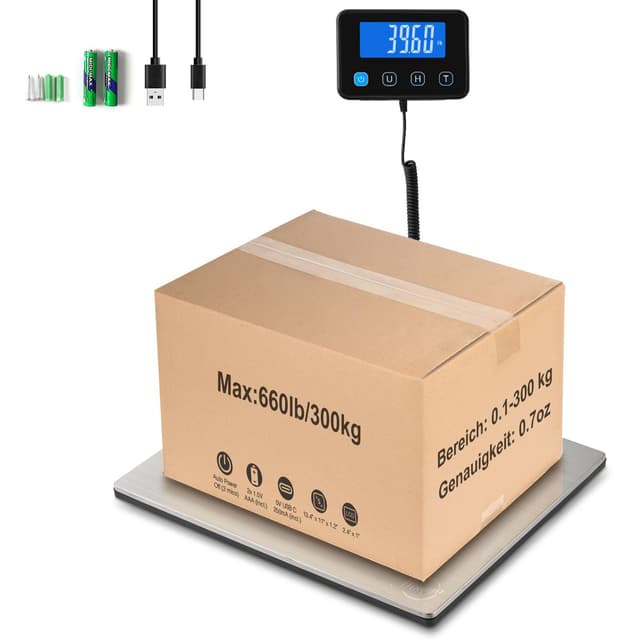 Miseyo Paketwaage 300kg/20g aus Edelstahl 📦🔋