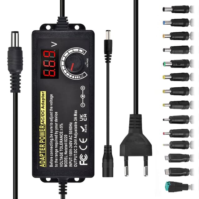 🔌 Einstellbares Netzteil 3V-24V Universal Netzteiladapter 3A 72W 🔋