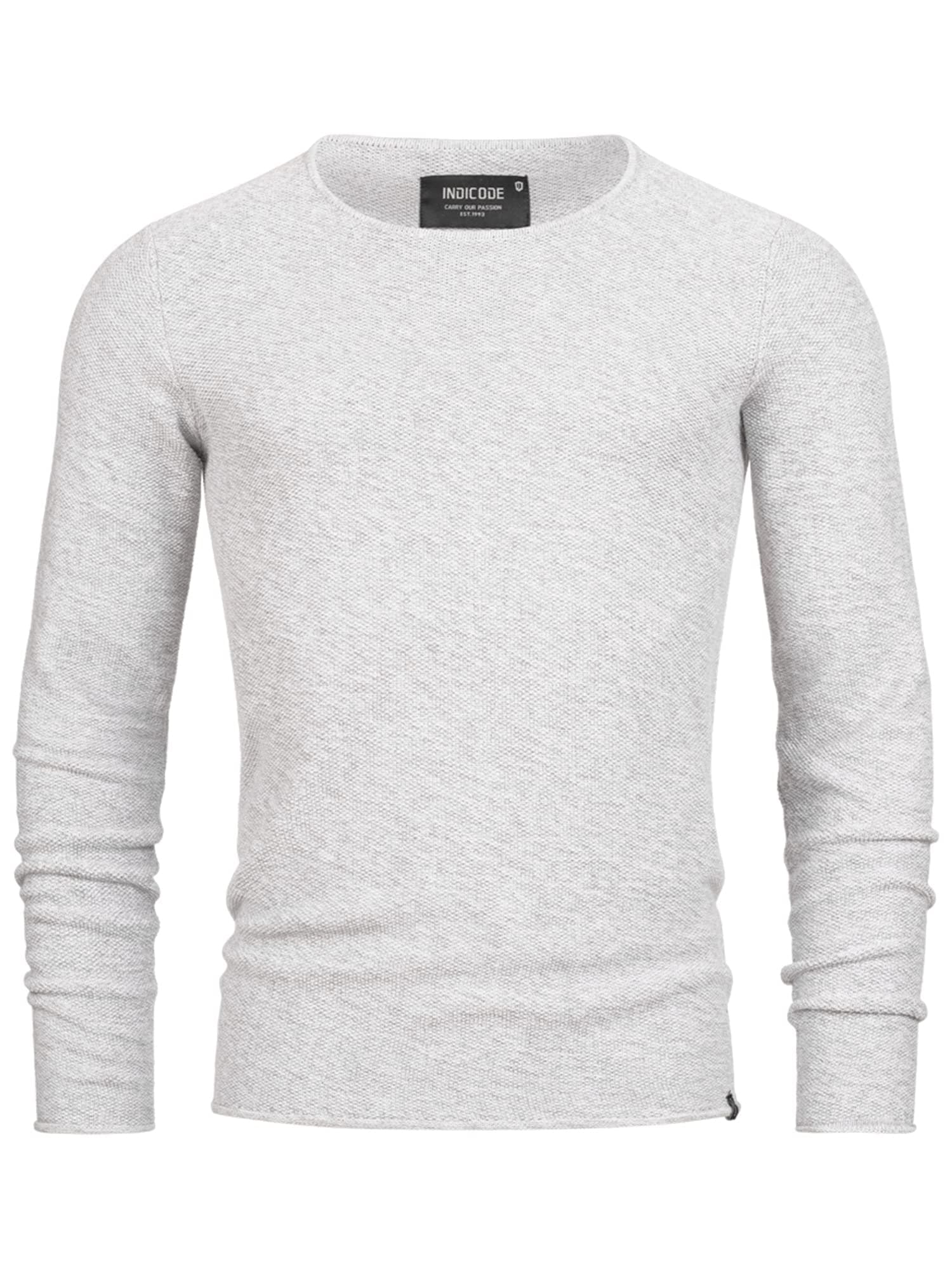 🔥 Reduziert: Indicode Herren Pullover in Optical White | Slim Fit | Hochwertige Baumwollmischung! 🎉