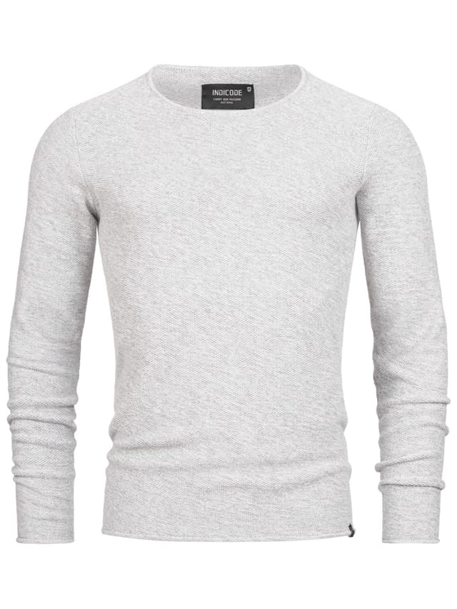 🔥 Reduziert: Indicode Herren Pullover in Optical White | Slim Fit | Hochwertige Baumwollmischung! 🎉