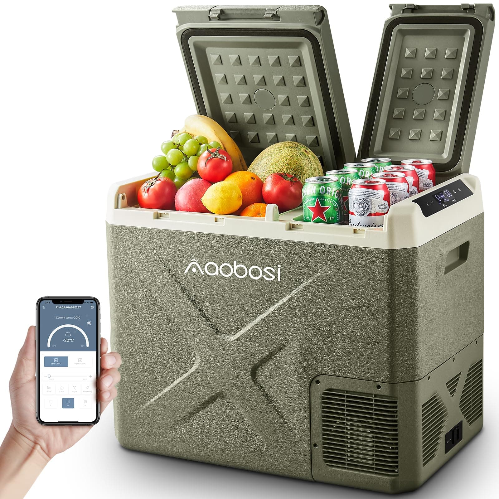 🔥 AAOBOSI Kompressor Kühlbox 40L mit WiFi-APP-Steuerung - 20°C, Auto, LKW, Boot, Camping