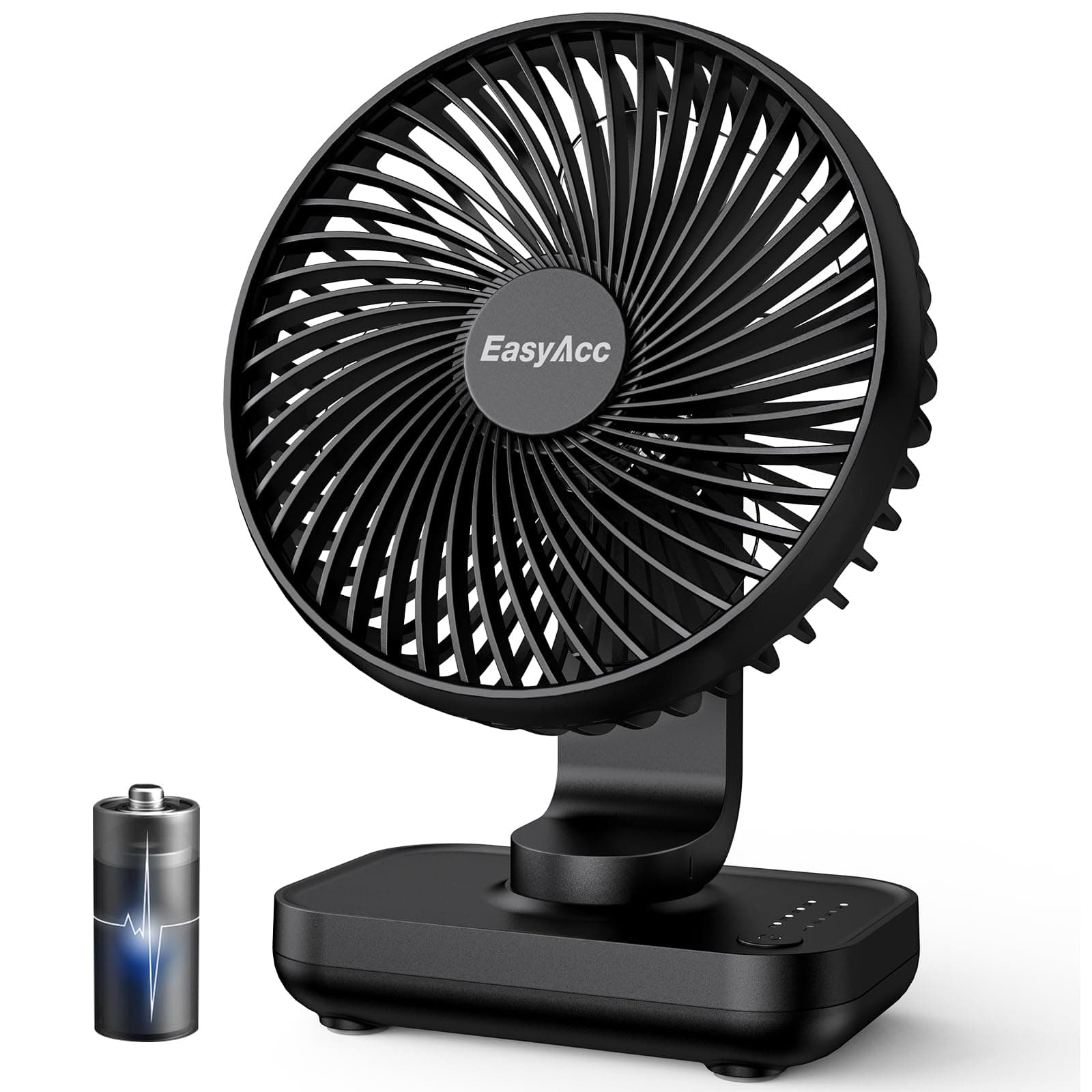 🌀 EasyAcc Tischventilator 4000 Akku Batterie USB Ventilator Schwarz 4000 mAh