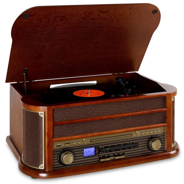 🎵 Auna Plattenspieler mit Lautsprecher, Retro mit Bluetooth & 3 Geschwindigkeiten 🎶