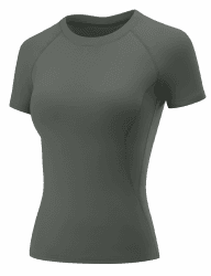 👚 Rapbin T-Shirt Damen Sport Top Gym Oberteil Yoga Rundhals Leicht Atmungsaktiv Sportshirt Workout Running Funktionsshirt Sommer Fitness Laufshirt Dunkelgrau M