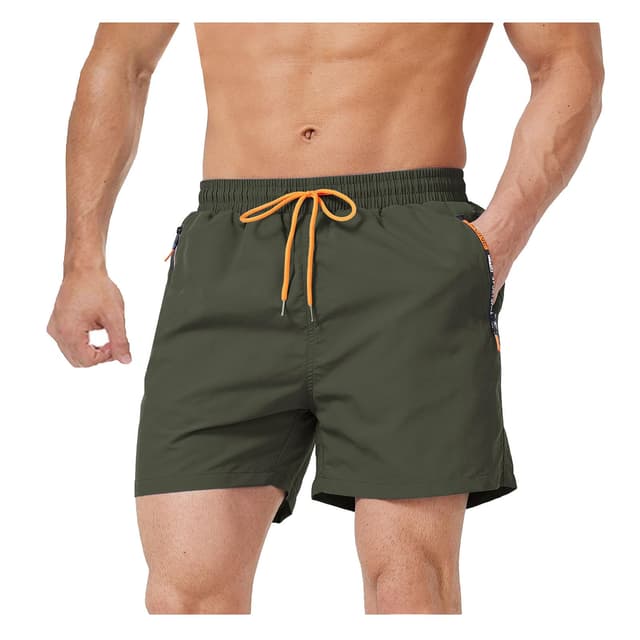 Bulobulo Badehose mit Reißverschlusstasche Herren Badeshorts Armeegrün XL 🩳🏖️