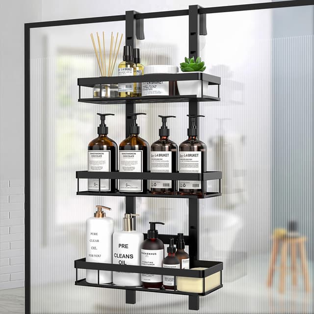 Diwoker Duschablage zum Hängen, Duschregal Ohne Bohren für Duschwand, Badezimmer Organizer mit 3 Duschkörben Shampoo Halterung für Dusche (Schwarz, 3-Layer) Schwarz 3-Layer 🚿