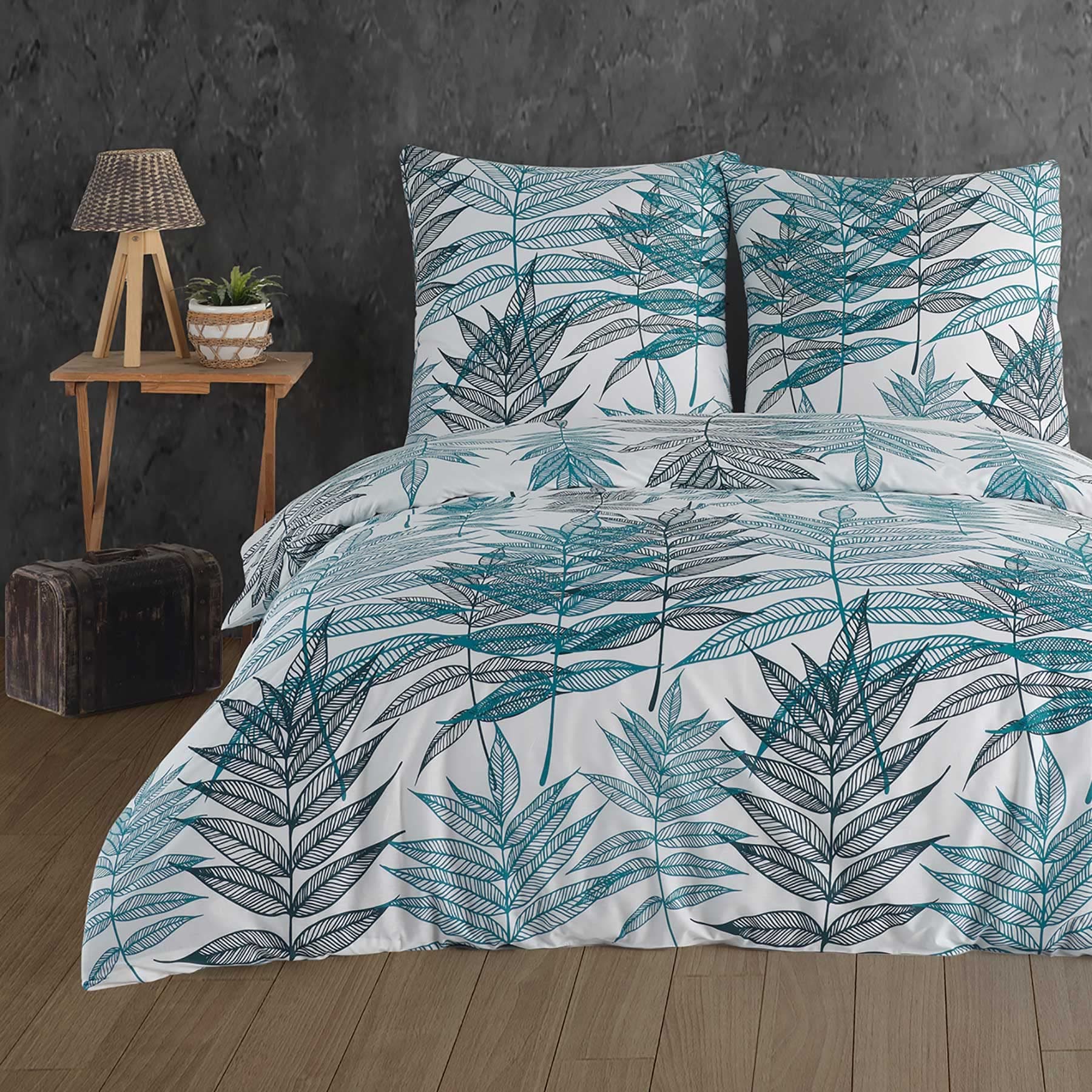 🛏️ Buymax® Bettwäsche 155x220 100% Baumwolle 4-Teilig Bettbezug - Bettwäsche-Sets 155 x 220cm mit 2 mal Kissenbezüge 80x80cm, ÖKO-TEX Renforcé-Bettdeckenbezüge Set mit Reißverschluss 2x 155x220 + 2x 80x80cm Anazan
