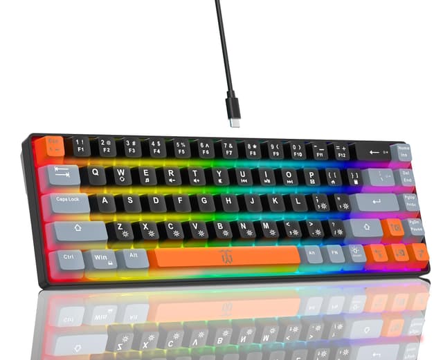 Snpurdiri 60% Gaming-Tastatur 🌈 Ergonomisch Mini RGB Windows PC Laptop 🎮