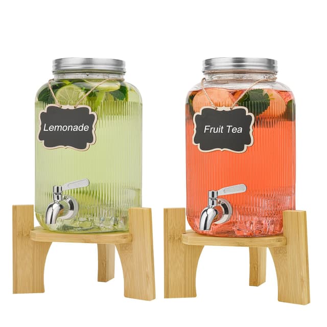 🎉 2 Stück 4L Getränkespender Aus Glas Mit Zapfhahn 🥂