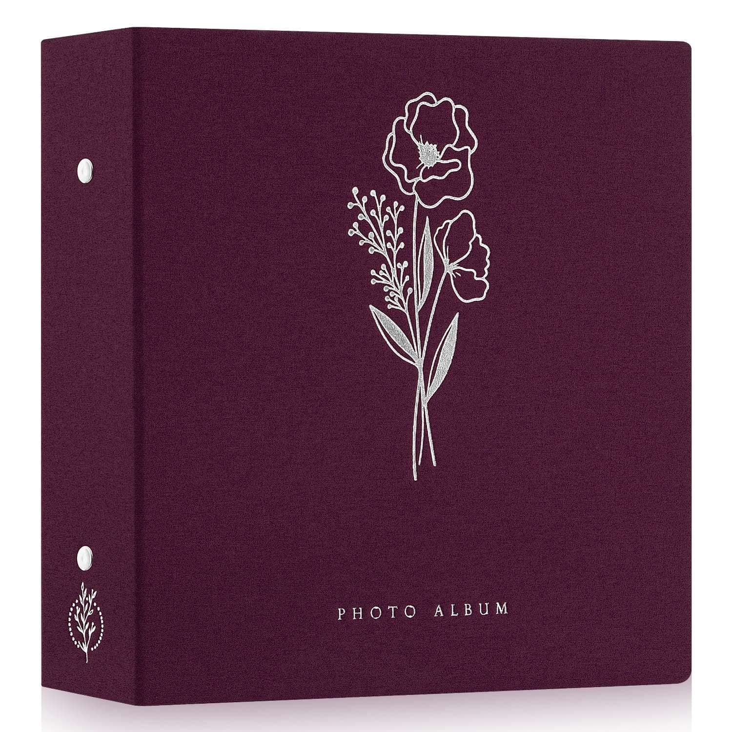 📸 Großes Leinen Einstecken Einsteckalbum für Hoch und Querformat Fotos Bilder Violett 600 Fotos Violett 🎁