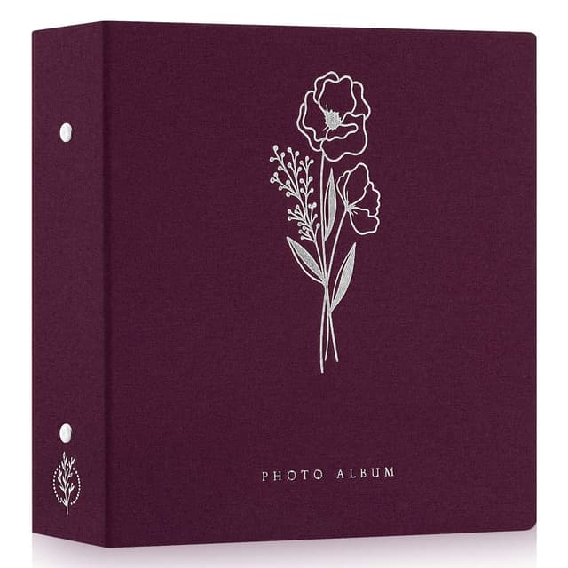 📸 Großes Leinen Einstecken Einsteckalbum für Hoch und Querformat Fotos Bilder Violett 600 Fotos Violett 🎁