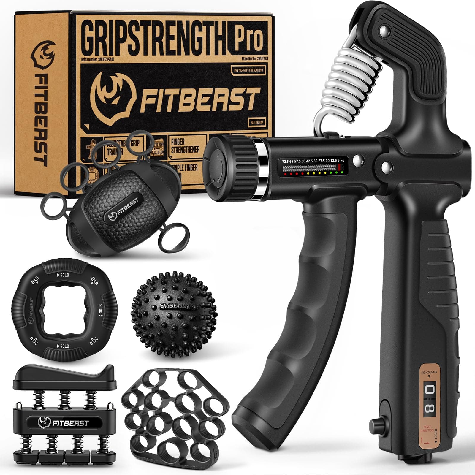 🏋️‍♂️ FitBeast Handtrainer Set – 6-teilig mit einstellbarem Widerstand