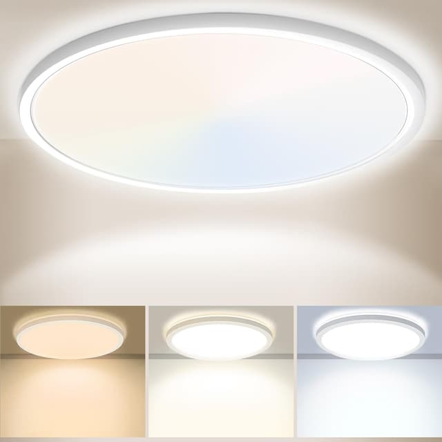 Yexati LED Deckenleuchte 24W 6000K/4000K/3000K - Deckenlampe mit 3 Farbtemperaturoptionen