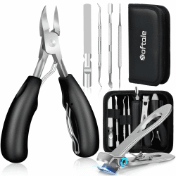 Softale Profi Fußnagelzange Set 🦶✂️ 6-teiliges Set Schwarz+Silber