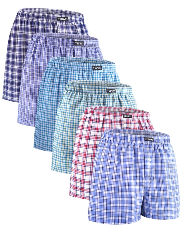 YESWEL Boxershorts Herren 6er Pack 100% Baumwolle American Unterhosen 😎🩳