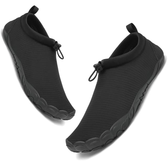🌊👟 Mishansha Unisex Badeschuhe Barfuß Wasserschuhe Schnelltrocken Atmungsaktiv Aquaschuhe Gr.36-46 45 EU Graphit Schwarz