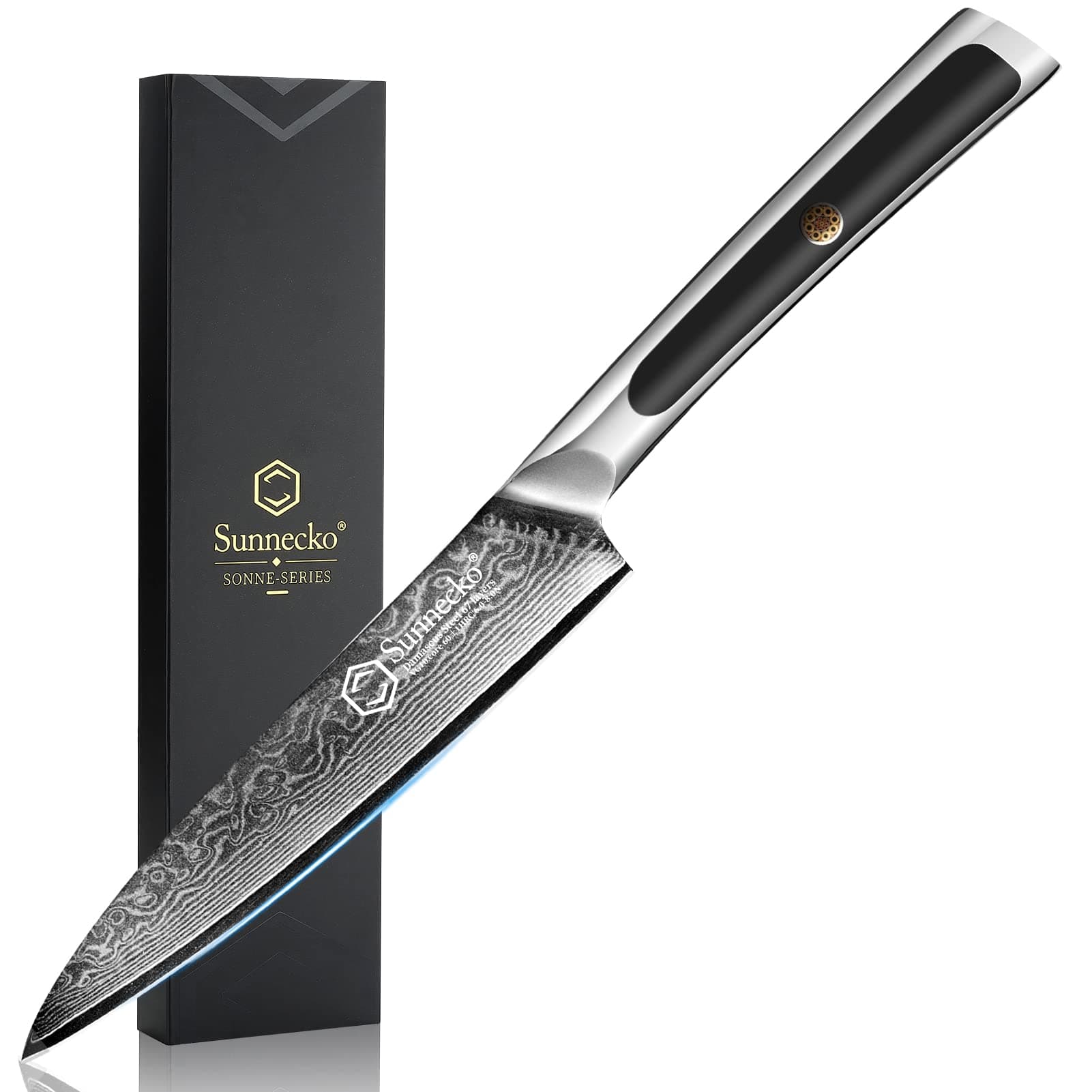 🔪🔥 Sunnecko Damast Allzweckmesser Kochmesser 13cm Profi Damast Küchenmesser 67 Schichten