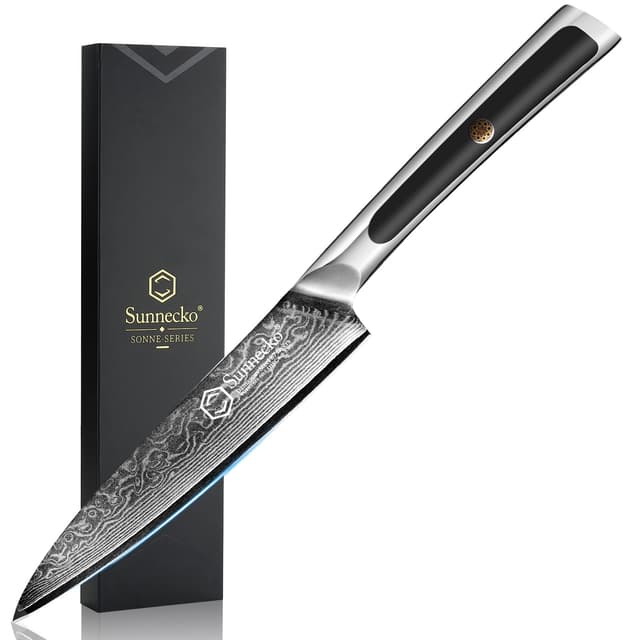 🔪🔥 Sunnecko Damast Allzweckmesser Kochmesser 13cm Profi Damast Küchenmesser 67 Schichten