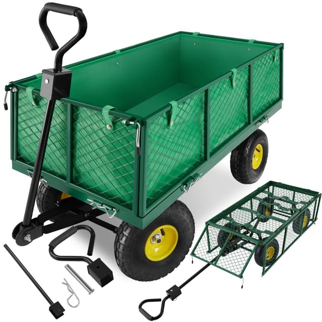 🌟 Tectake® Bollerwagen mit Seitenwand klappbar - Bis 550 kg belastbar! 🚚